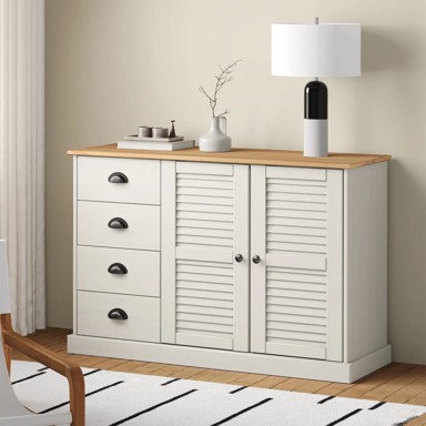 Komoda s ladicama VIGO 113x40x75 cm, bijela, od masivne borovine