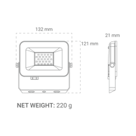 GREEN TECH Led reflektor 1700 lm, 20W, 6500K, IP65, crni