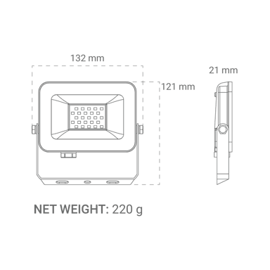 GREEN TECH Led reflektor 1700 lm, 20W, 6500K, IP65, crni