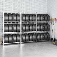 Stalak za gume, 3 razine, 3 kom, 110 x 40 x 200 cm, srebrni