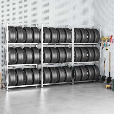 Stalak za gume, 3 razine, 3 kom, 110 x 40 x 200 cm, srebrni