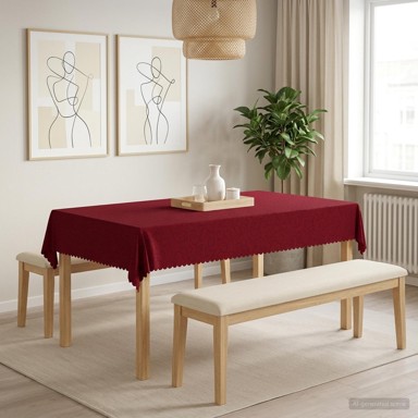 Tkanina za stol 5 kom. 140 x 220 cm, pravokutna, vinsko crvena