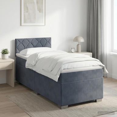 Boxspring krevet s madracem 80 x 200 cm od baršuna, tamnosivi