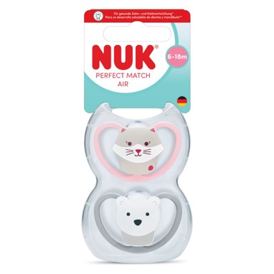 NUK Duda varalica silikon Perfect Match Air 6-18 m 2 kom sort