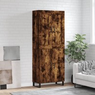 Visoka komoda dimljeni hrast 69,5x34x180 cm konstruiranog drva