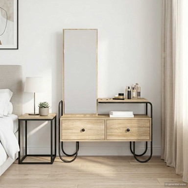 Toaletni stol s ladicama 100 x 36,5 x 136 cm, hrast sonoma