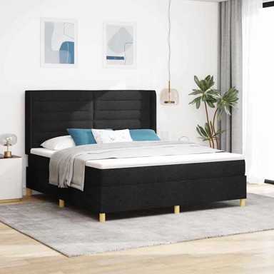 Box spring krevet s madracem, crni, 140 x 200 cm