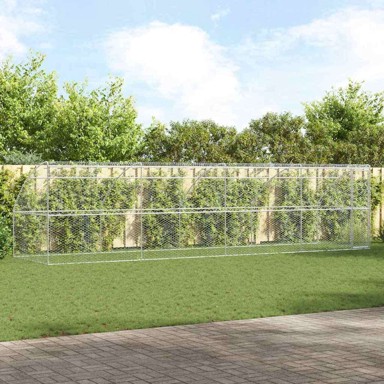 Kućica za pse s pohranom, 4 kom, srebrna, 8 × 2 × 2 m, čelik