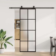 Klizna vrata s priborom od ESG stakla mat 76x205 cm crna