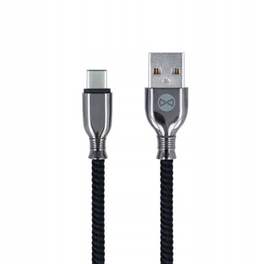 FOREVER Pleteni USB-A – USB-C kabel Tornado, 1 m, 3 A, crni