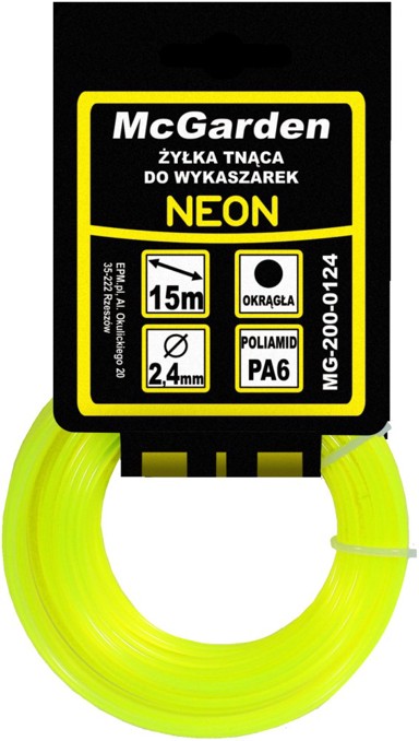 Okrugla neonska nit za trimer MG-200-0124, 2,4 mm x 15 m