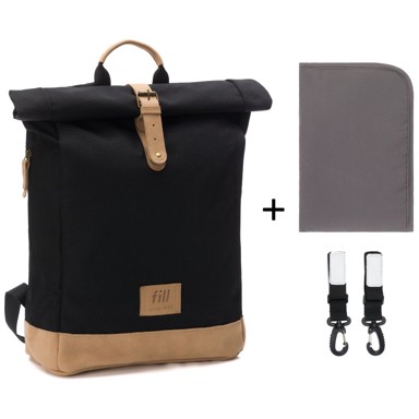 FILLIKID Torba za mamu Rolltop Berlin, crna