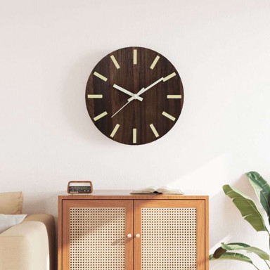 Zidni sat Sa svjetlećim oznakama i kazaljkama, ø 30 cm, smeđi