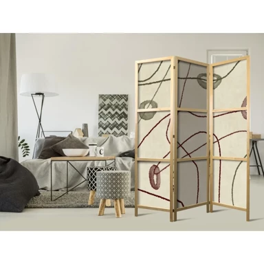 Japanski paravan Labirint perli – minimalistička apstrakcija na istrošenoj pozadini 135x172 cm