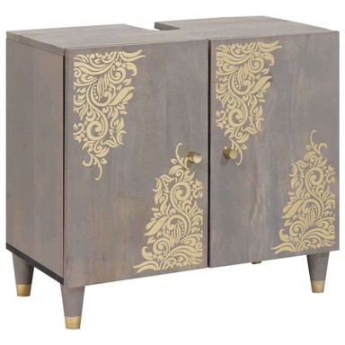 Ormarić za lavabo-umivaonik, 62 x 33 x 58 cm, čvrsto drvo manga, sivi