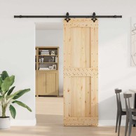 Klizna vrata Narvik, 70 x 210 cm, 213,5 cm, prirodna i crna