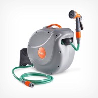 VONHAUS Zidni nosač za cijev od 30m, auto Roll-Up + mlaznica s 8 funkcija