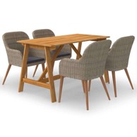 Vrtna garnitura, 5-dijelni set, dužina stola 140 cm, siva i crna
