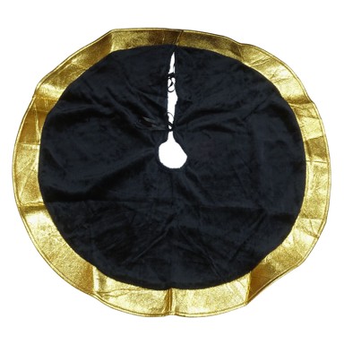 Božićni podložak za jelku, okrugli, 100 cm, zlatno-crni uzorak
