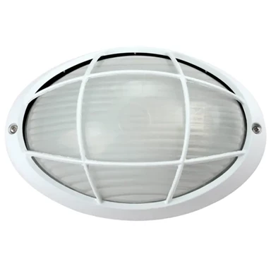Ovalna vanjska zidna lampa, VK/01009/W, pregrada i mreža, max 60 W, bijela
