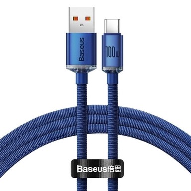 BASEUS Podatkovni kabel Crystal Shine Series, Type-A/Type-C, 100 W, FC, 2m, plava (CAJY000503)