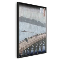 Slika Utagawa Hiroshige – Sudden Shower over Shin-Ohashi Bridge and Atake, 80x120 cm, u crnom drvenom okviru
