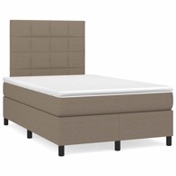 Krevet s oprugama i madracem LED smeđesivi 120x190cm od tkanine