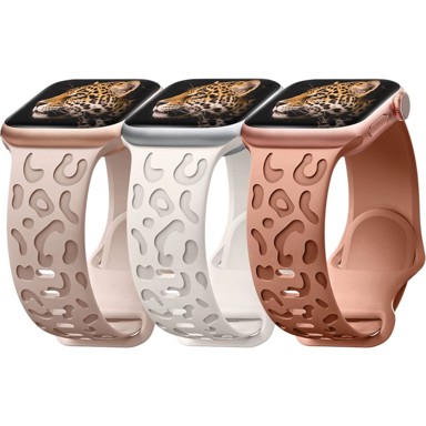 NIKCORP Set 3 silikonska remena za Apple Watch 38–49 mm, leopard uzorak, za žene