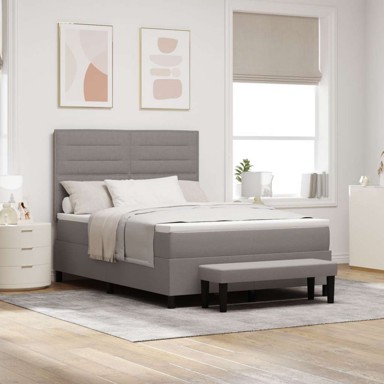 Box spring krevet Bez modela 140x190 cm tkanina, dizajn linija, sivo-smeđa