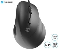 NATEC Vertikalni žičani miš Crake 2 PRO, 12800 DPI, crni