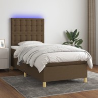 Krevet box spring s madracem LED tamnosmeđi 80 x 200 cm tkanina