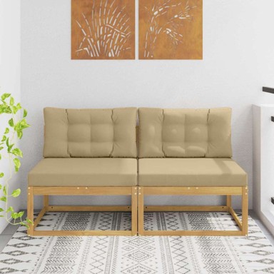 2-dijelni set srednjih sofa za van, poliester, bijela i bež