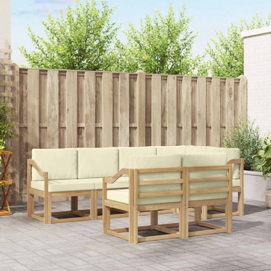 Set vanjskih sofa s jastukom, 7 pcs, poliester, bijela i krem