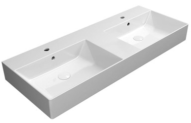 GSI KUBE X Dvostruki umivaonik, 120x47 cm, antibakterijska glazura, ExtraGlaze, keramika, bijela