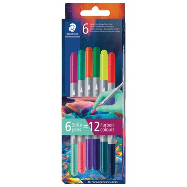 STAEDTLER Flomaster 3280C6E2-1, školski obostrani Multiverse, PK12, 6 boja