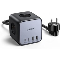 UGREEN Kućni punjač DigiNest Cube, 65W, 2XUSB-C, 2XUSB-A, 3Xschuko, crno-sivi