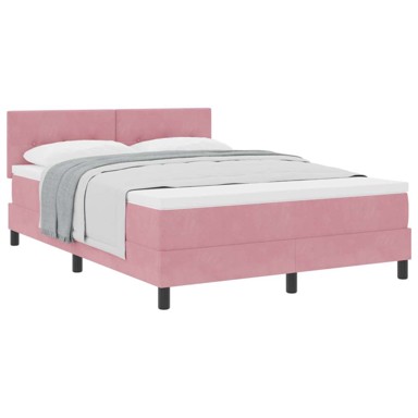 Box Spring krevet s madracem, ružičasti, 160x200 cm, baršun