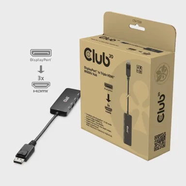 CLUB3D Hub DisplayPort to Triple HDMI 8K60Hz, crna