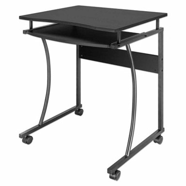 MANHATTAN Stol Compact Desk, s kotačićima, polica za tipkovnicu, crni