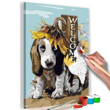 Slika za samostalno slikanje Dog and Sunflowers 40x60