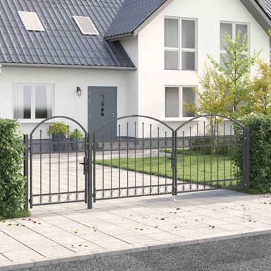 Vrata ograde za vrt s arhivnim vrhom 4x1,25 m čelik, siva