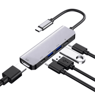 SPREEST USB-C hub 5 u 1 SC-USH83 s HDMI, 2 x USB-A i 2 x USB-C, sivi