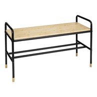 WENKO Crni/natur metalni stalak za cipele s klupom Loft 