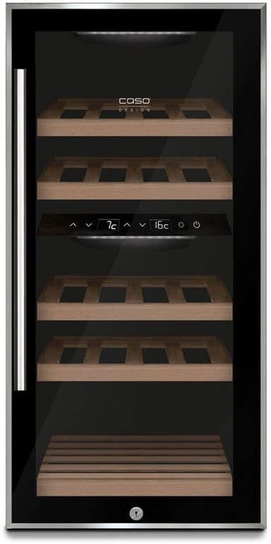 CASO DESIGN Hladnjak za vino WineComfort 24, crni, za 24 boce, 83 cm, 2 temperaturne zone, energetski razred G