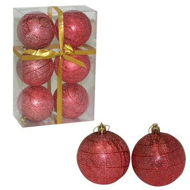 Kuglice, ø 8 cm, 6/1 pak, crvene