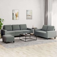 Set sofa 3-dijelni s jastučićima i tabureom, tamno siva