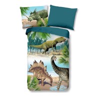 GOOD MORNING Pamučna dječja posteljina za krevet za jednu osobu 140x200 cm Dino zelena/plava