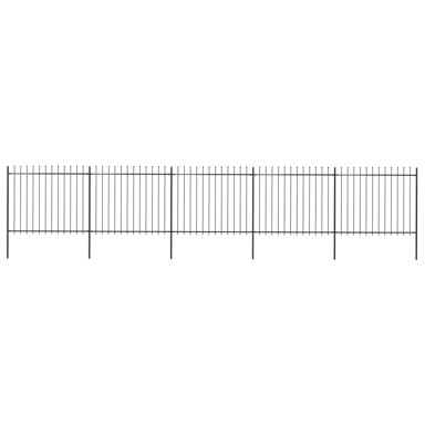 Vrtna ograda s ukrasnim kopljima čelična 8,5 x 1,5 m crna