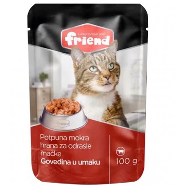 FRIEND Hrana za mačke, vrećica govedina u umaku, 100 g