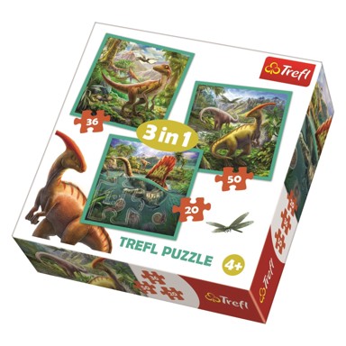 TREFL Puzzle dinosauri, 3u1 (20,36,50)